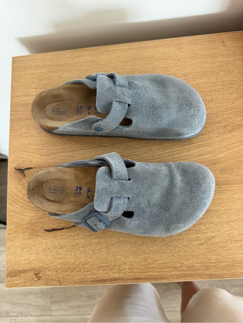 Birkenstock Suede Clog Mule in Light Blue